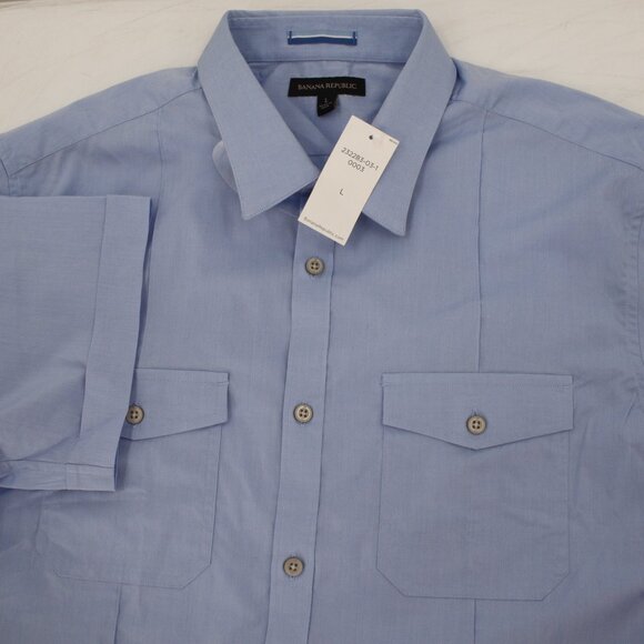 NWT Banana Republic Shirt Mens Large Short Sleeve Hot Utility Button Up Pockets - Picture 15 of 15